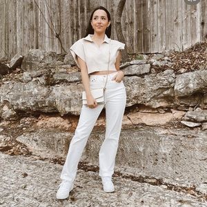 ZARA Cropped Collared Top